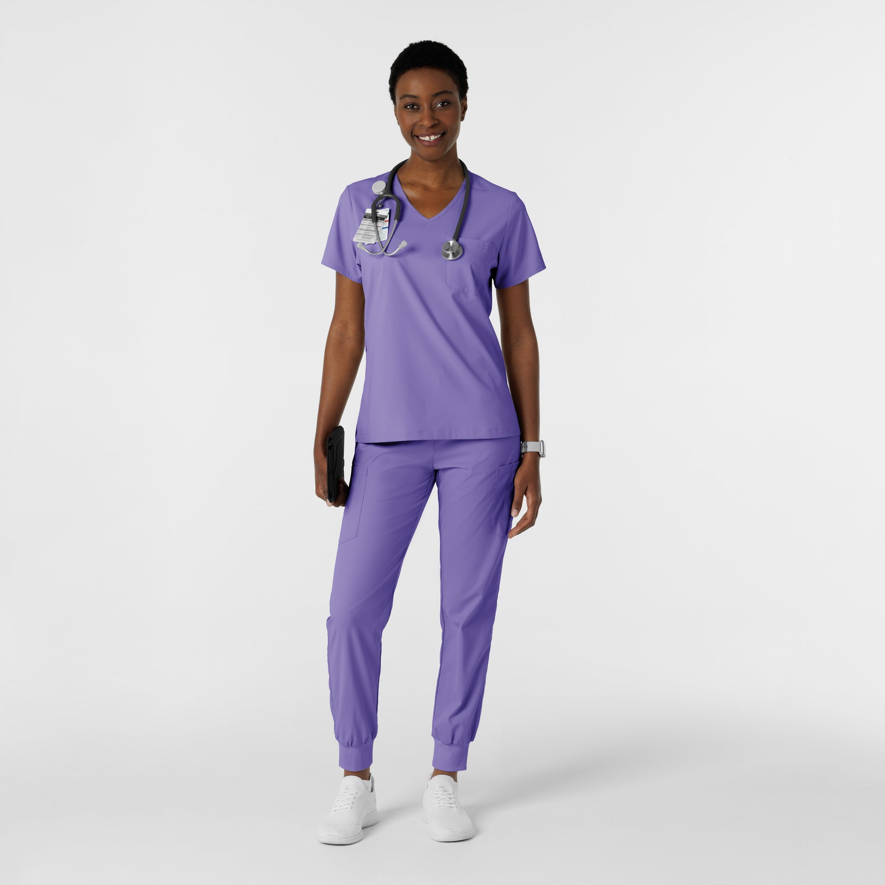 Boundless Women's Tuck-In Scrub Top Iris Purple scrub set