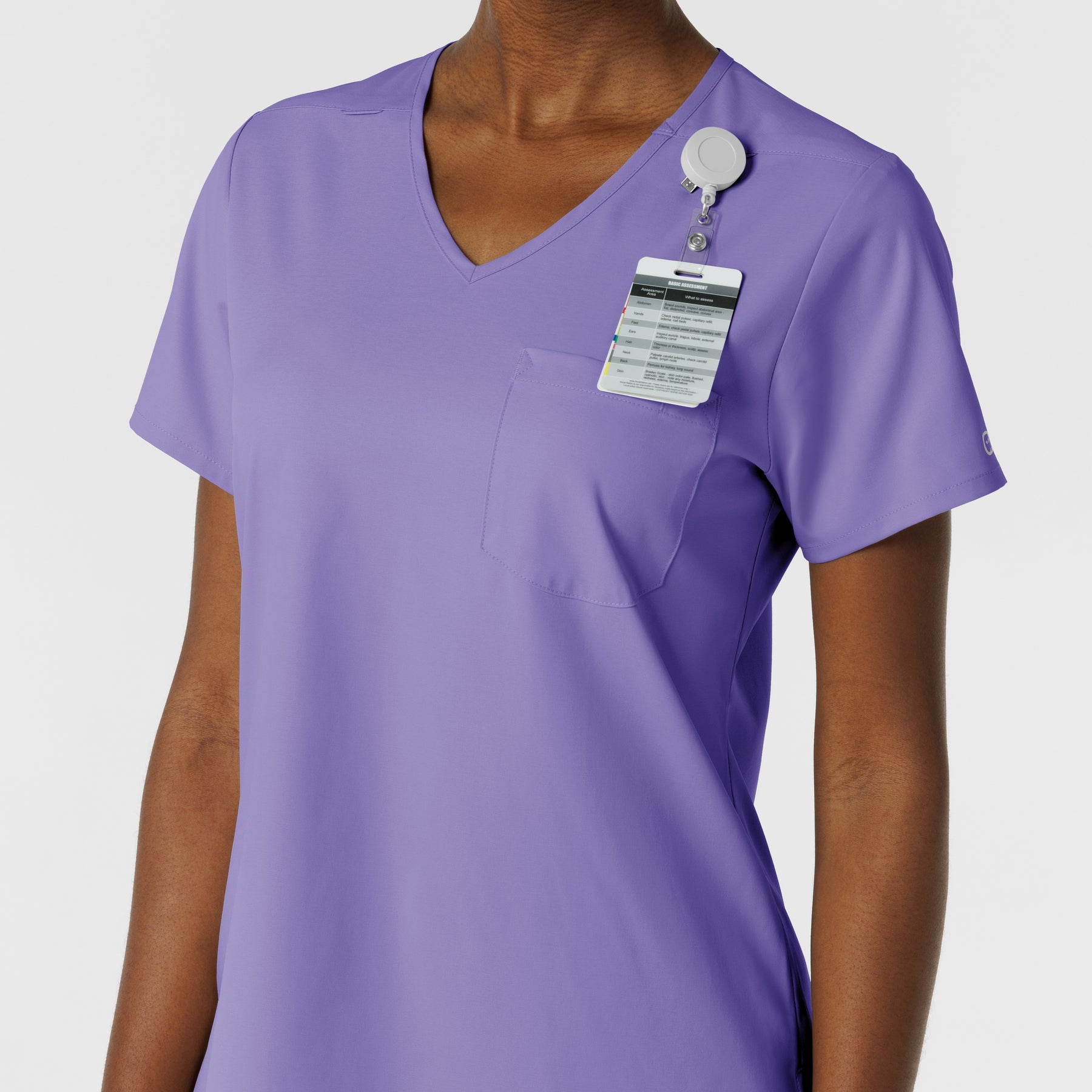 Boundless Women's Tuck-In Scrub Top Iris Purple side detail 2