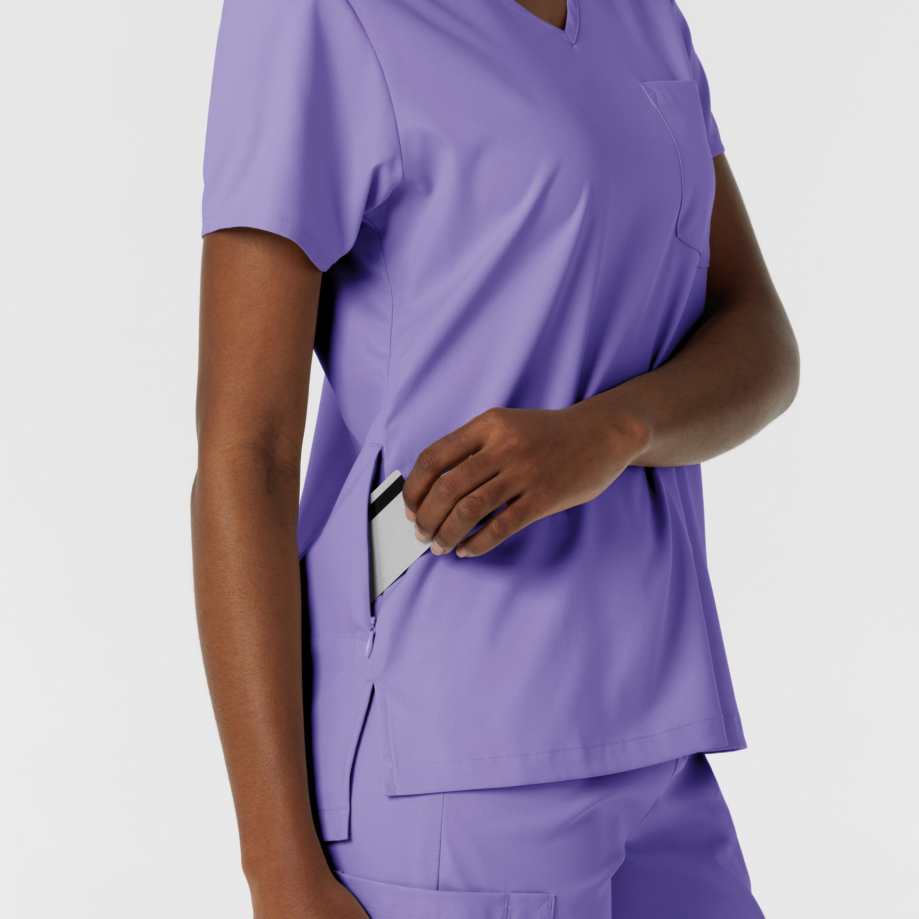 Boundless Women's Tuck-In Scrub Top Iris Purple back detail