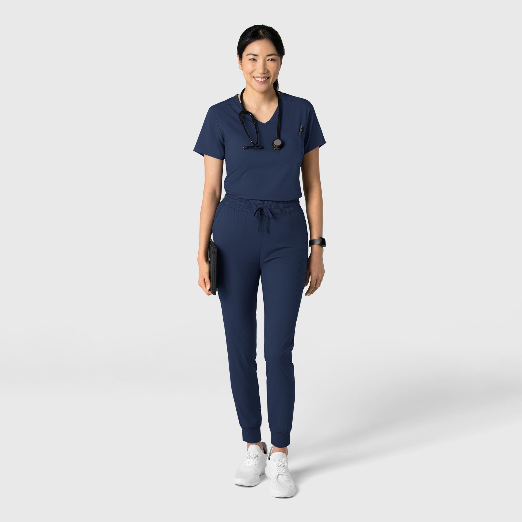 Boundless Women's Tuck-In Scrub Top Navy full scrub set