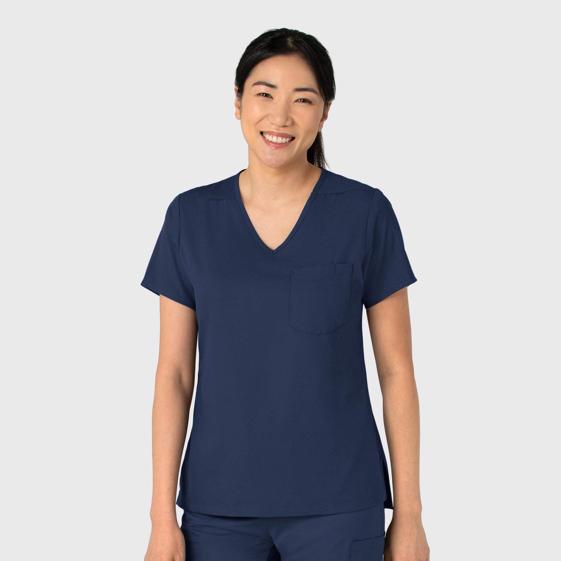 Boundless Women's Tuck-In Scrub Top Navy side view