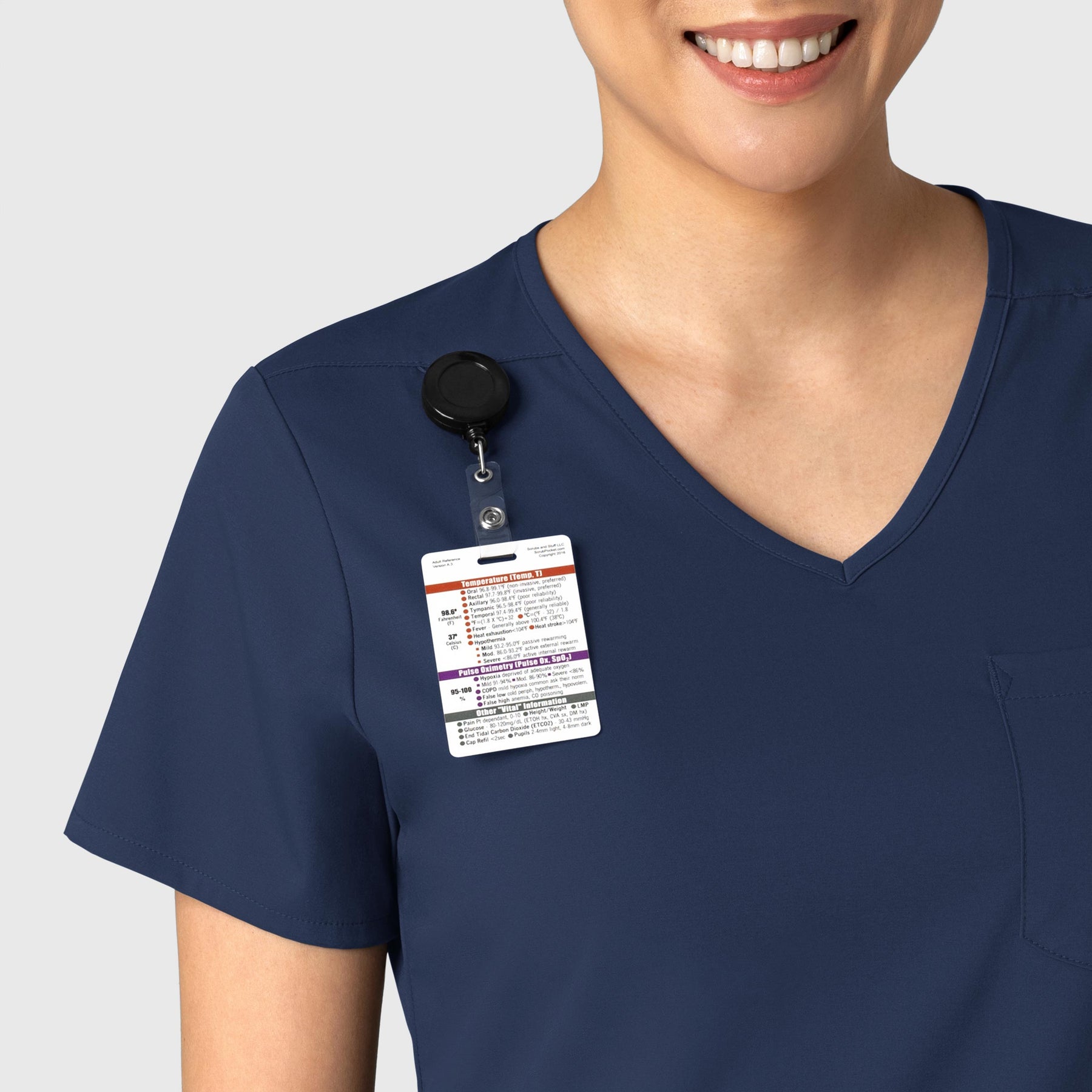 Boundless Women's Tuck-In Scrub Top Navy front detail