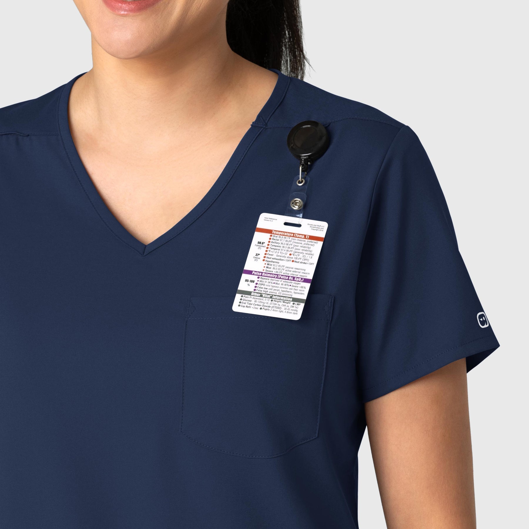 Boundless Women's Tuck-In Scrub Top Navy side detail 1