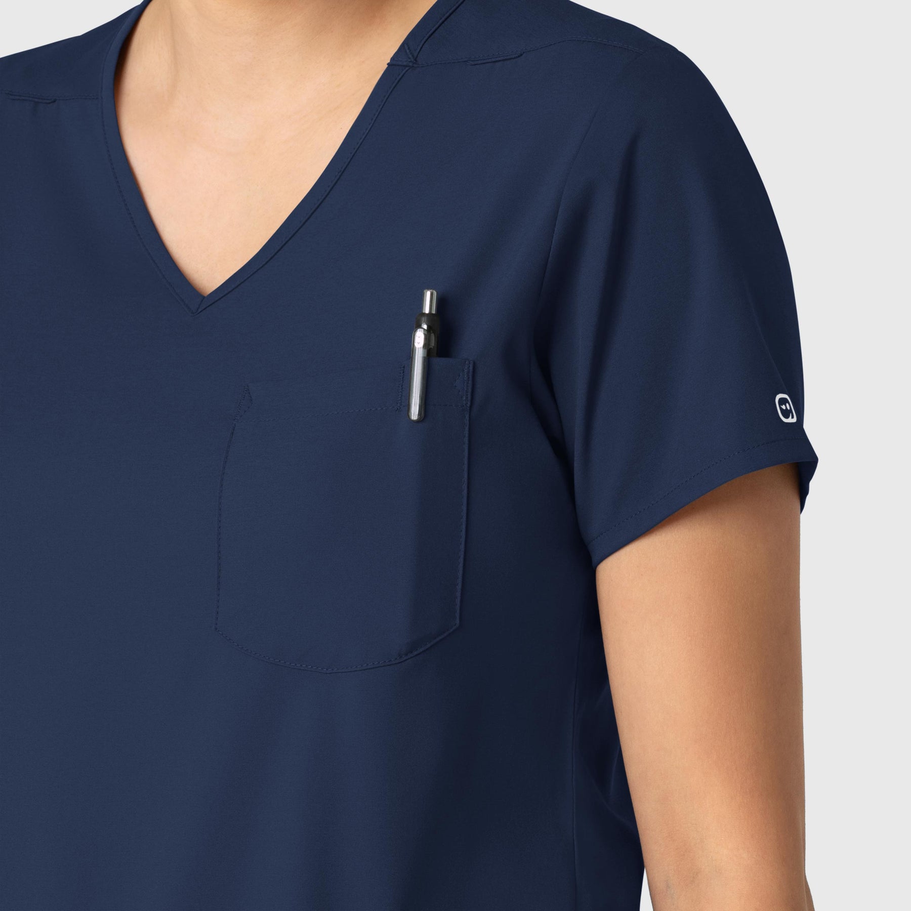 Boundless Women's Tuck-In Scrub Top Navy side detail 2