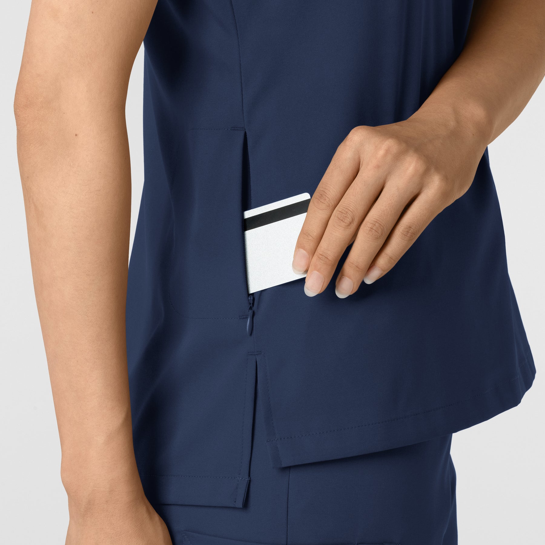Boundless Women's Tuck-In Scrub Top - Navy card pocket