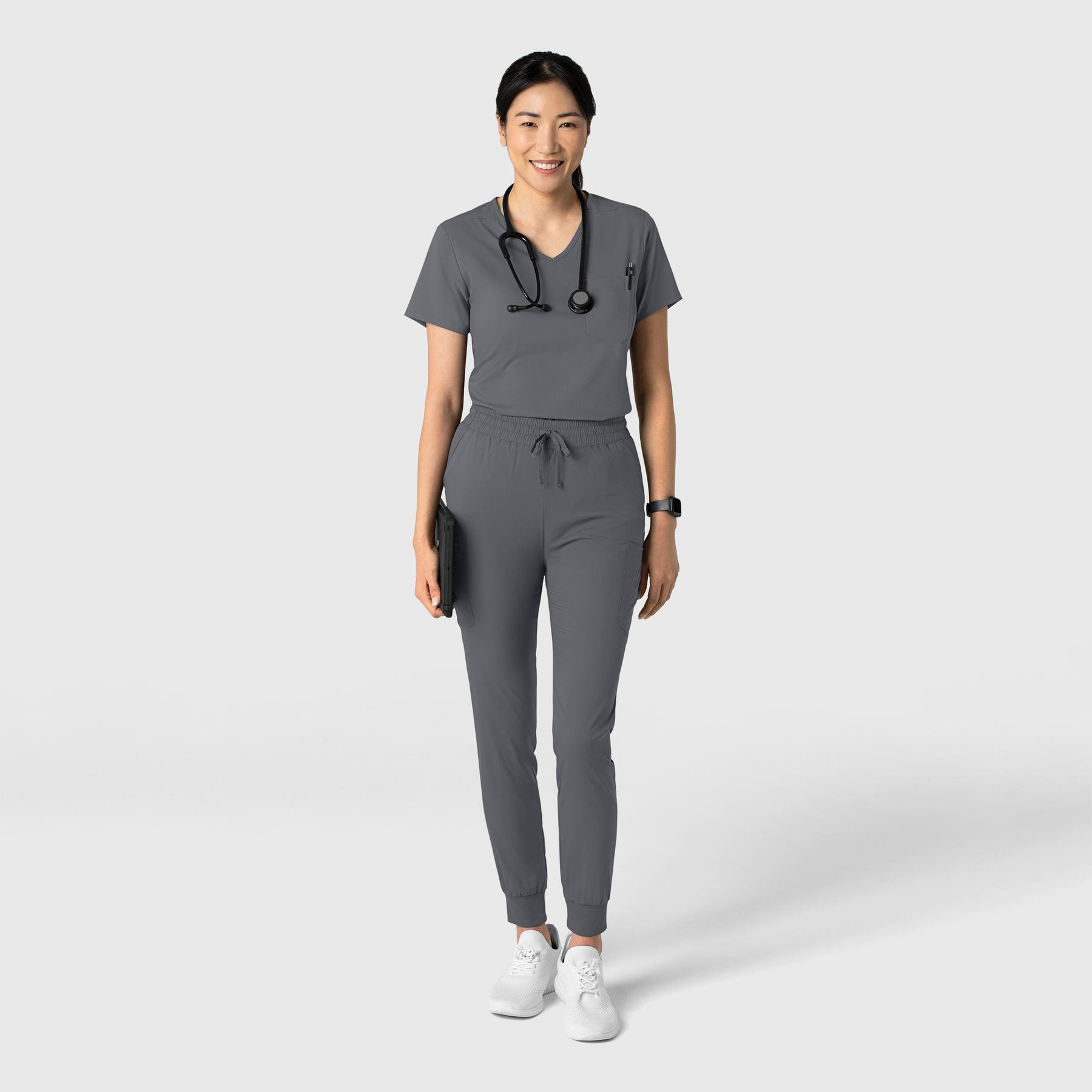 Boundless Women's Tuck-In Scrub Top Pewter full scrub set