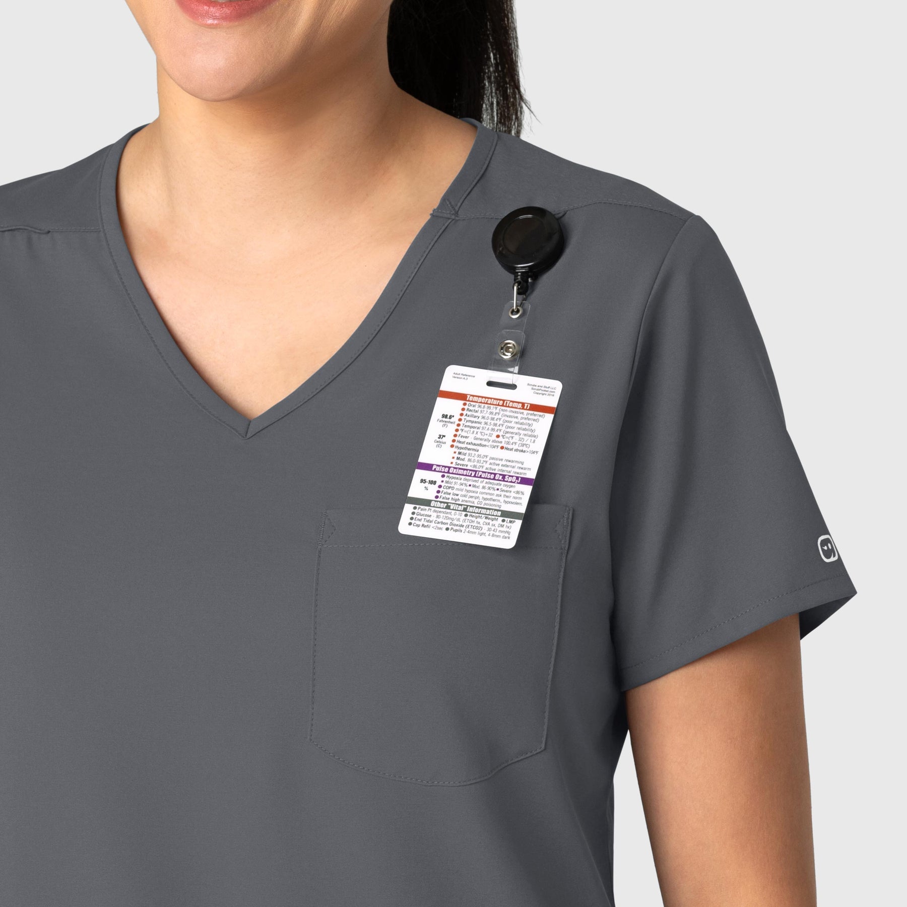 Boundless Women's Tuck-In Scrub Top Pewter side detail 1