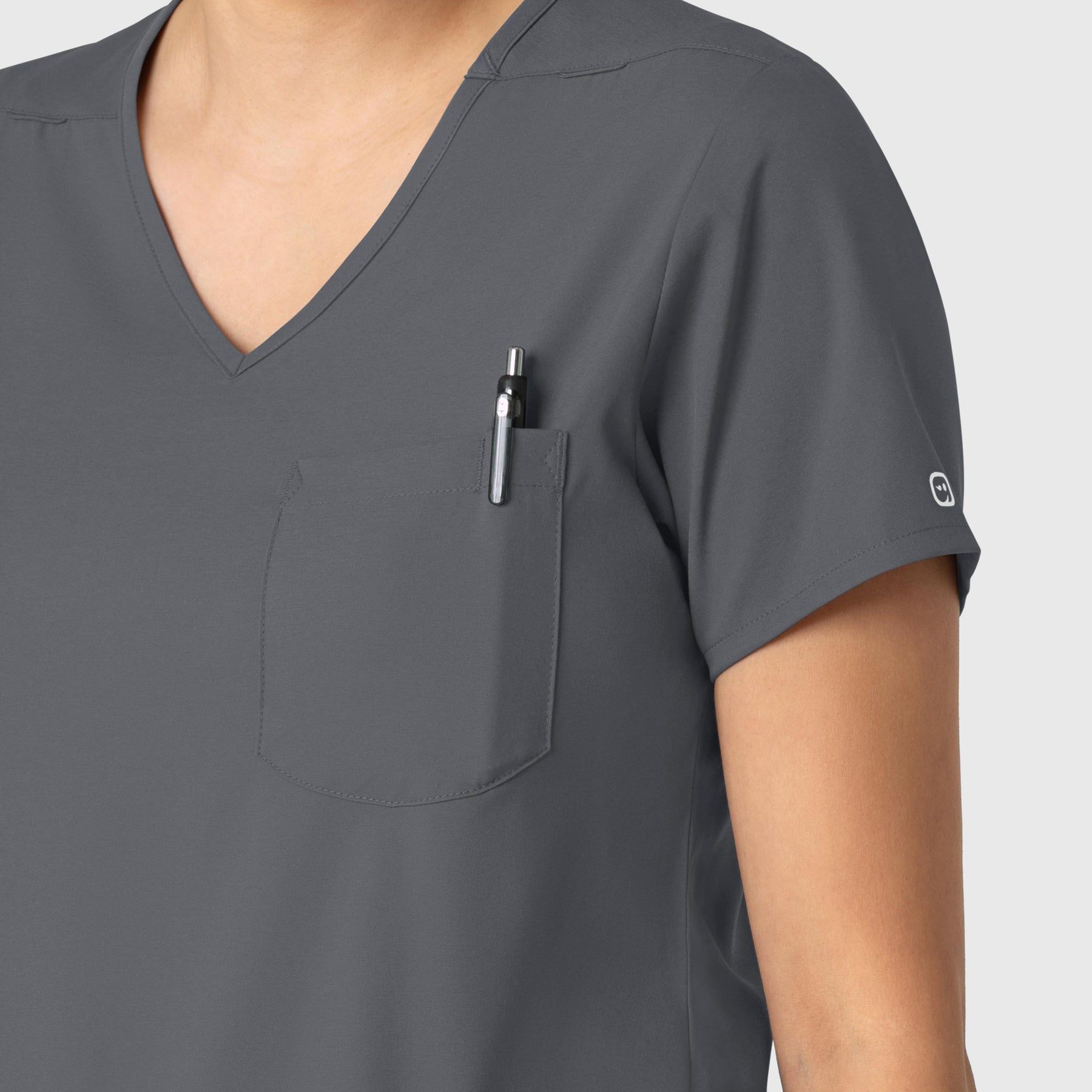 Boundless Women's Tuck-In Scrub Top Pewter side detail 2