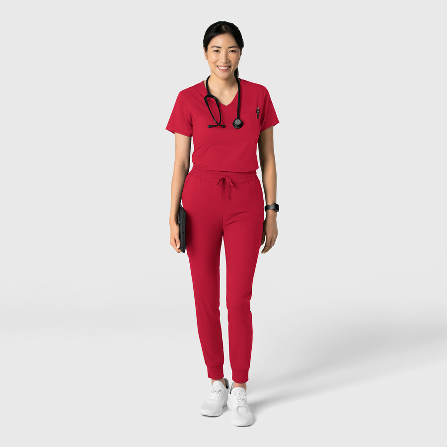 Boundless Women's Tuck-In Scrub Top Red full scrub set
