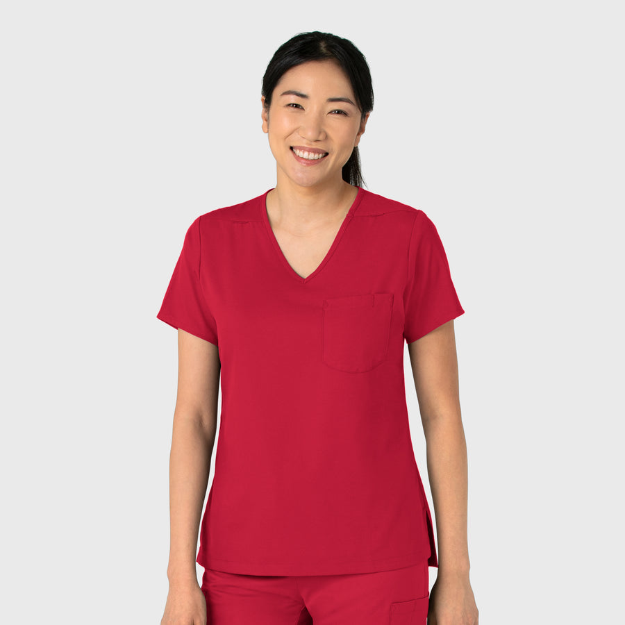 Boundless Women's Tuck-In Scrub Top Red side view
