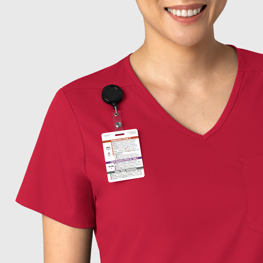 Boundless Women's Tuck-In Scrub Top Red front detail