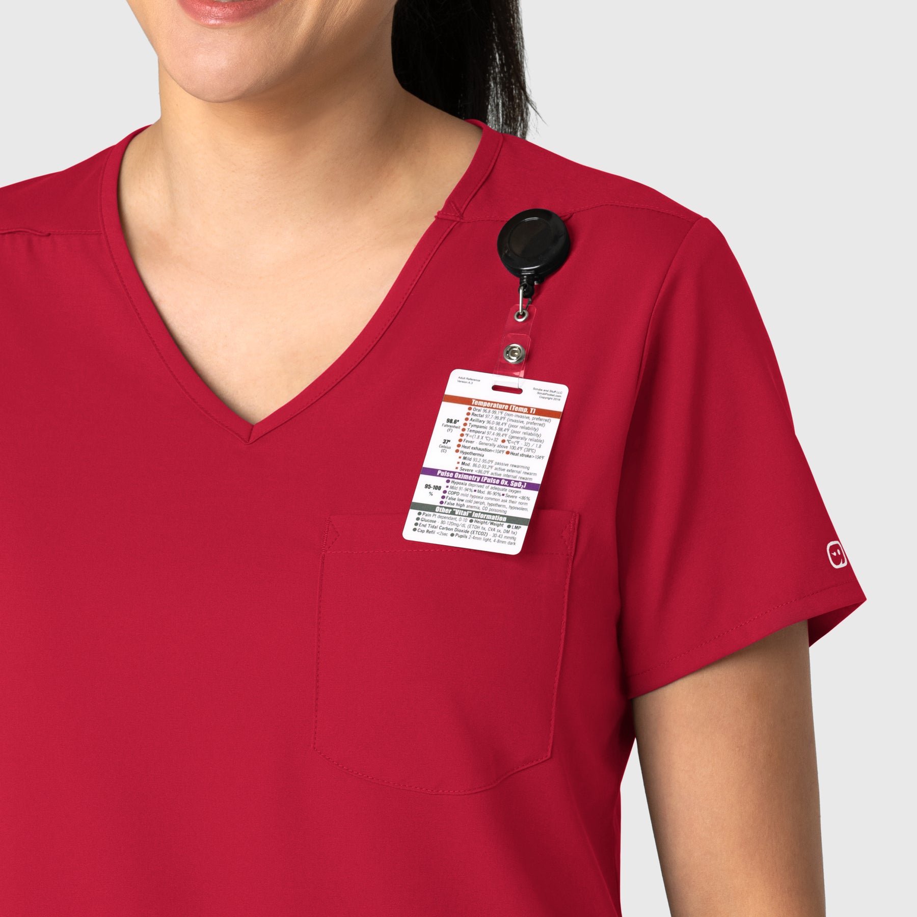 Boundless Women's Tuck-In Scrub Top Red side detail 1