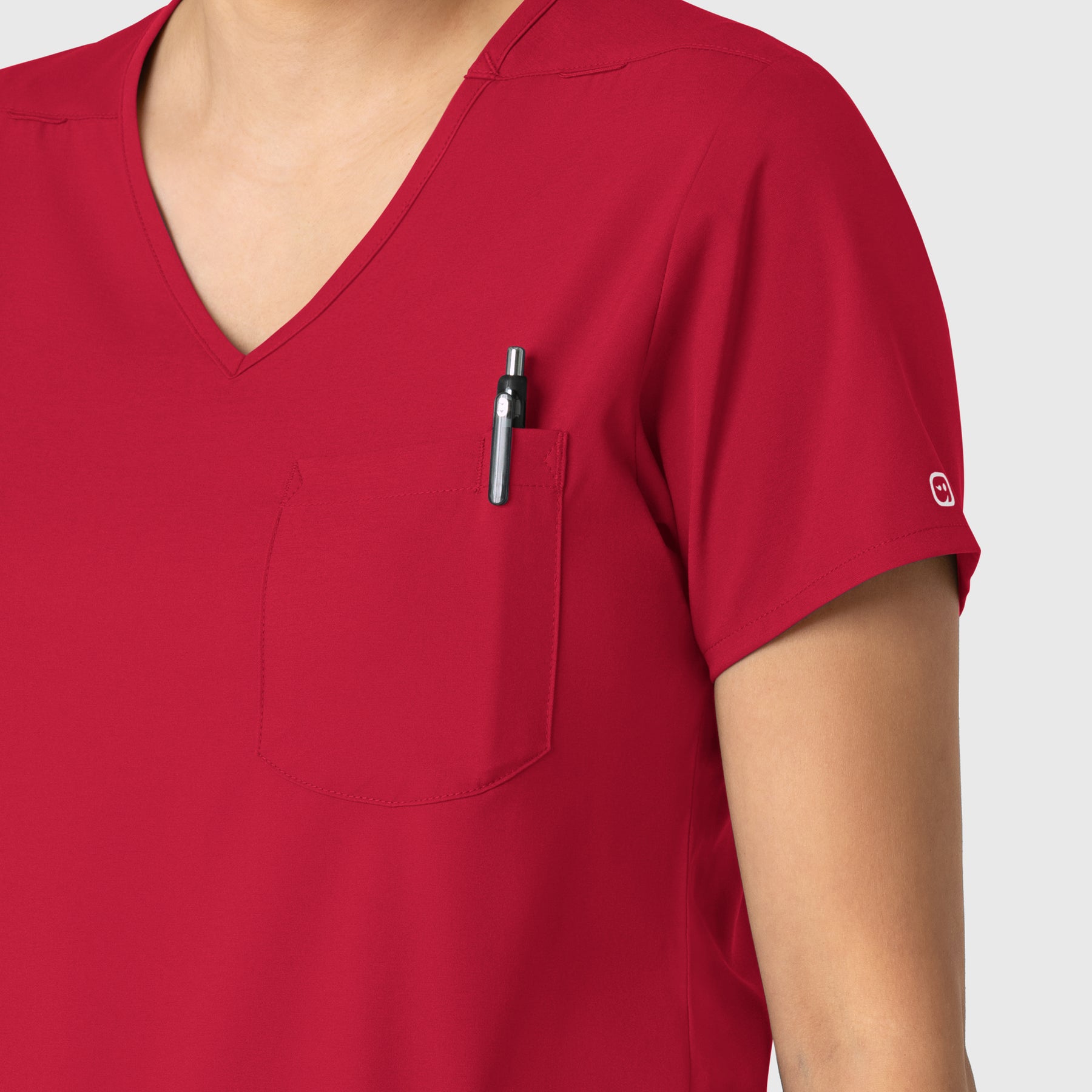 Boundless Women's Tuck-In Scrub Top Red side detail 2