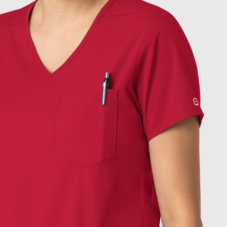 Boundless Women's Tuck-In Scrub Top Red side detail 2
