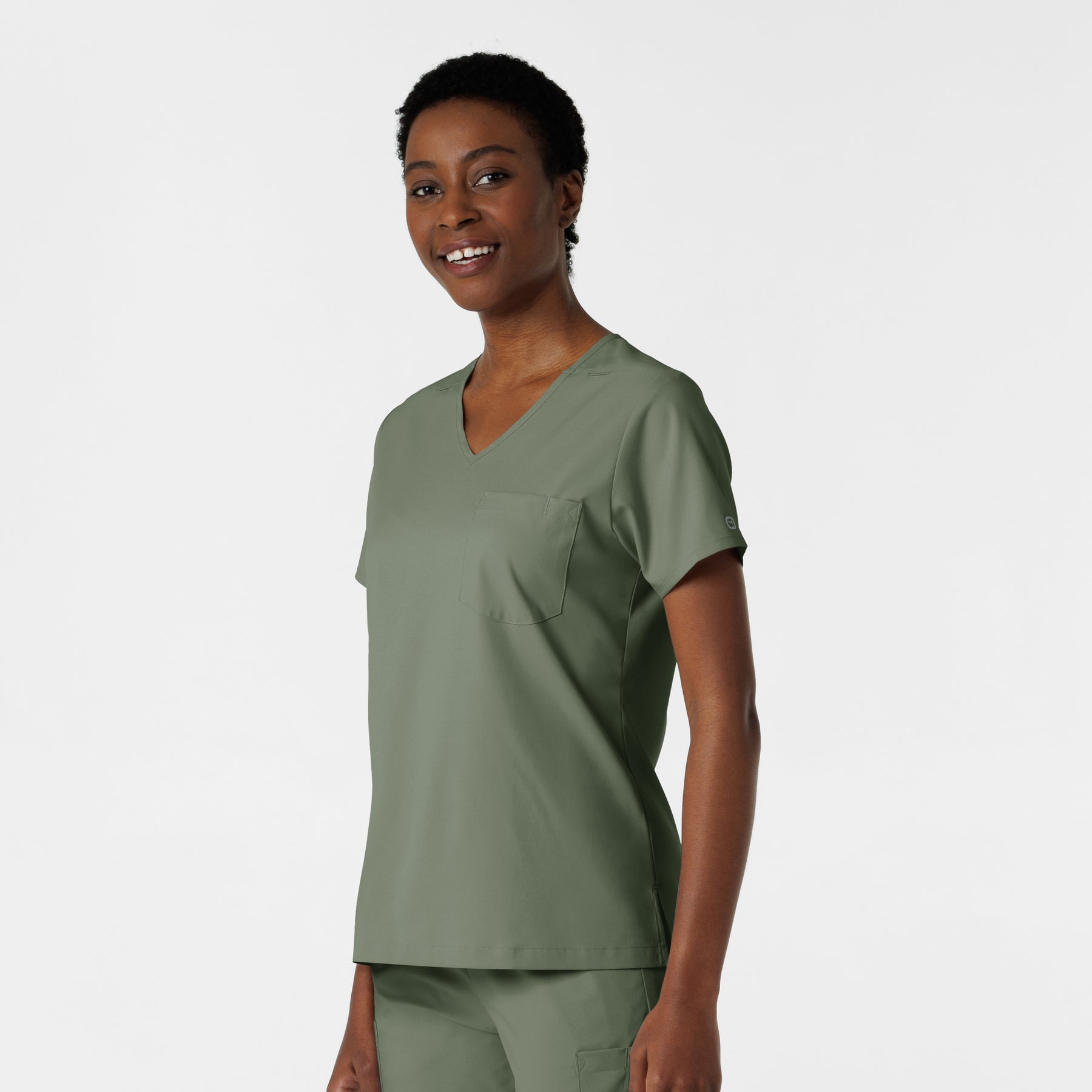 Boundless Women's Tuck-In Scrub Top Sage side view