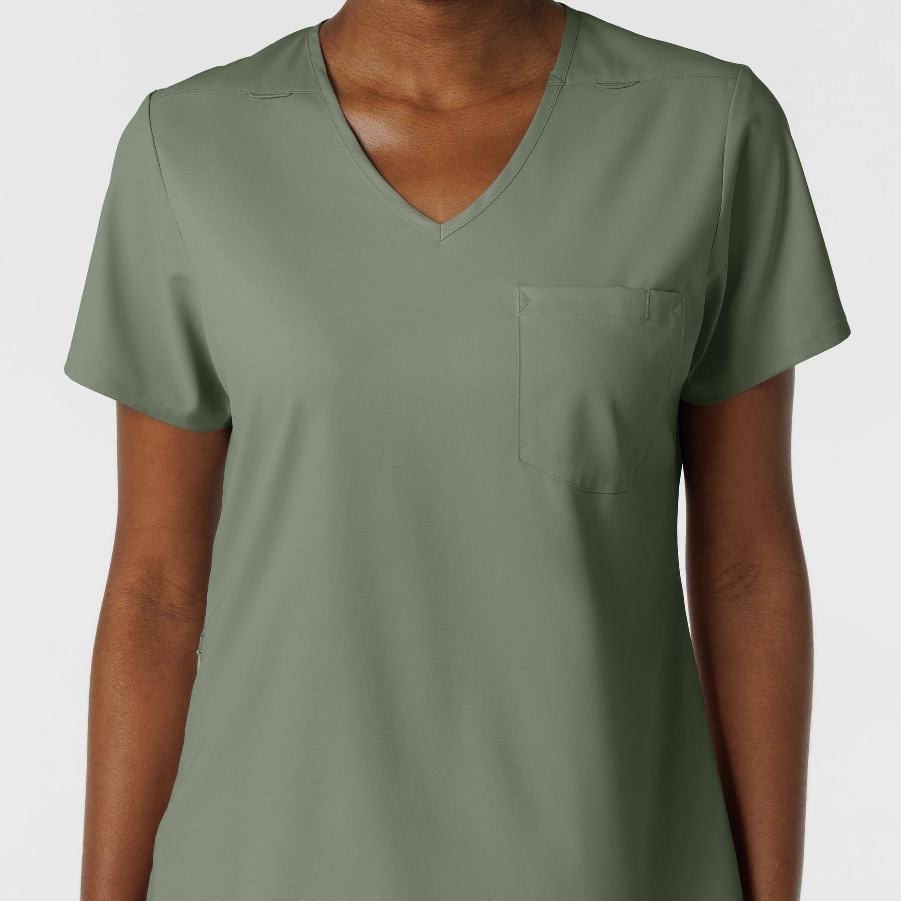 Boundless Women's Tuck-In Scrub Top Sage front detail