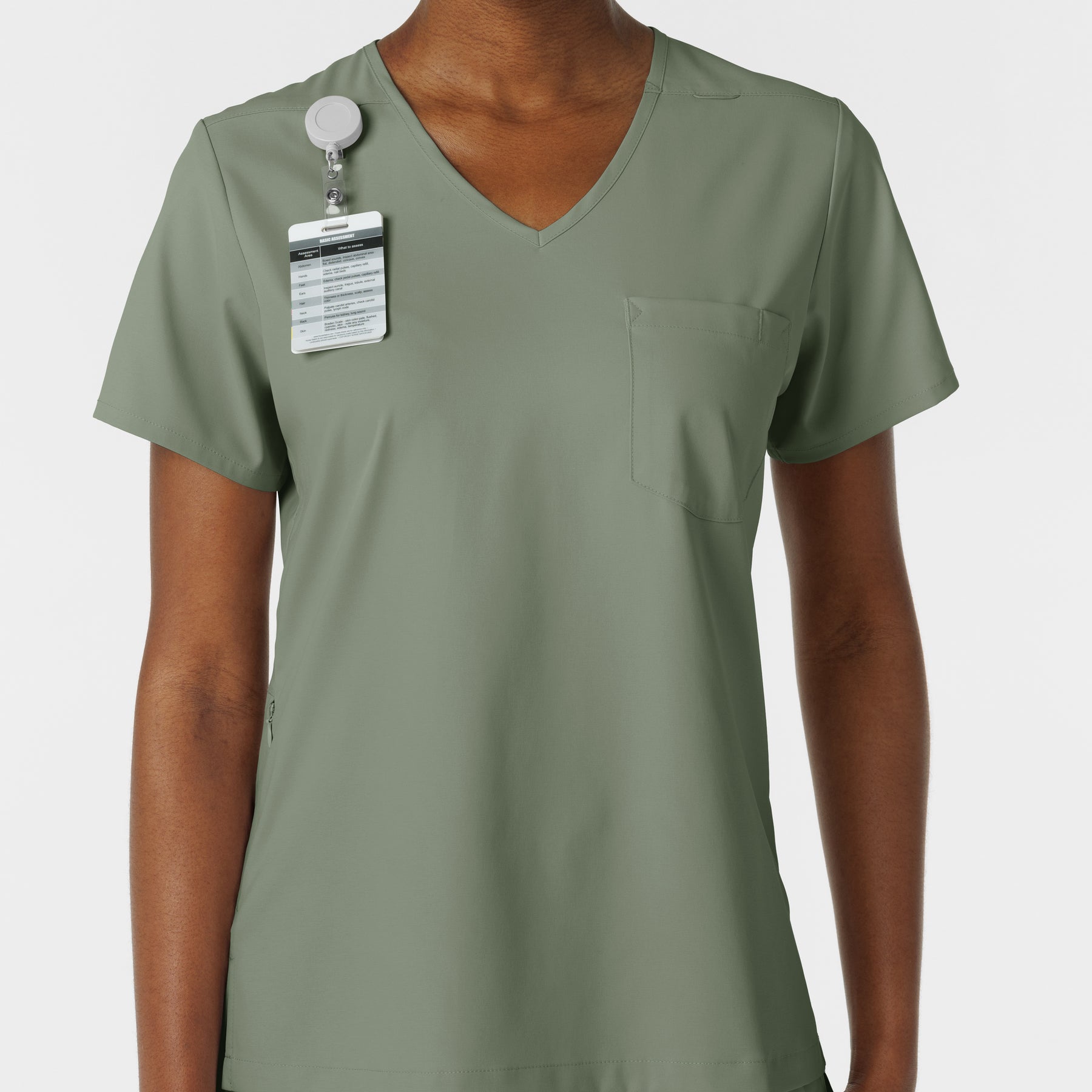 Boundless Women's Tuck-In Scrub Top Sage side detail 1