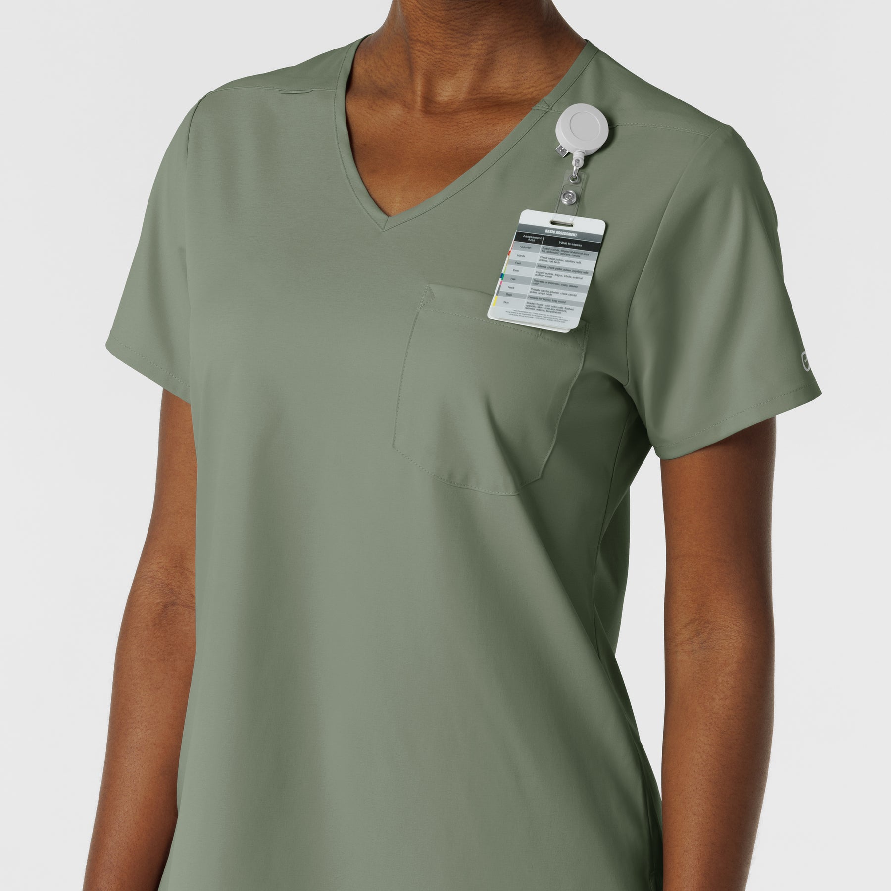 Boundless Women's Tuck-In Scrub Top Sage side detail 2