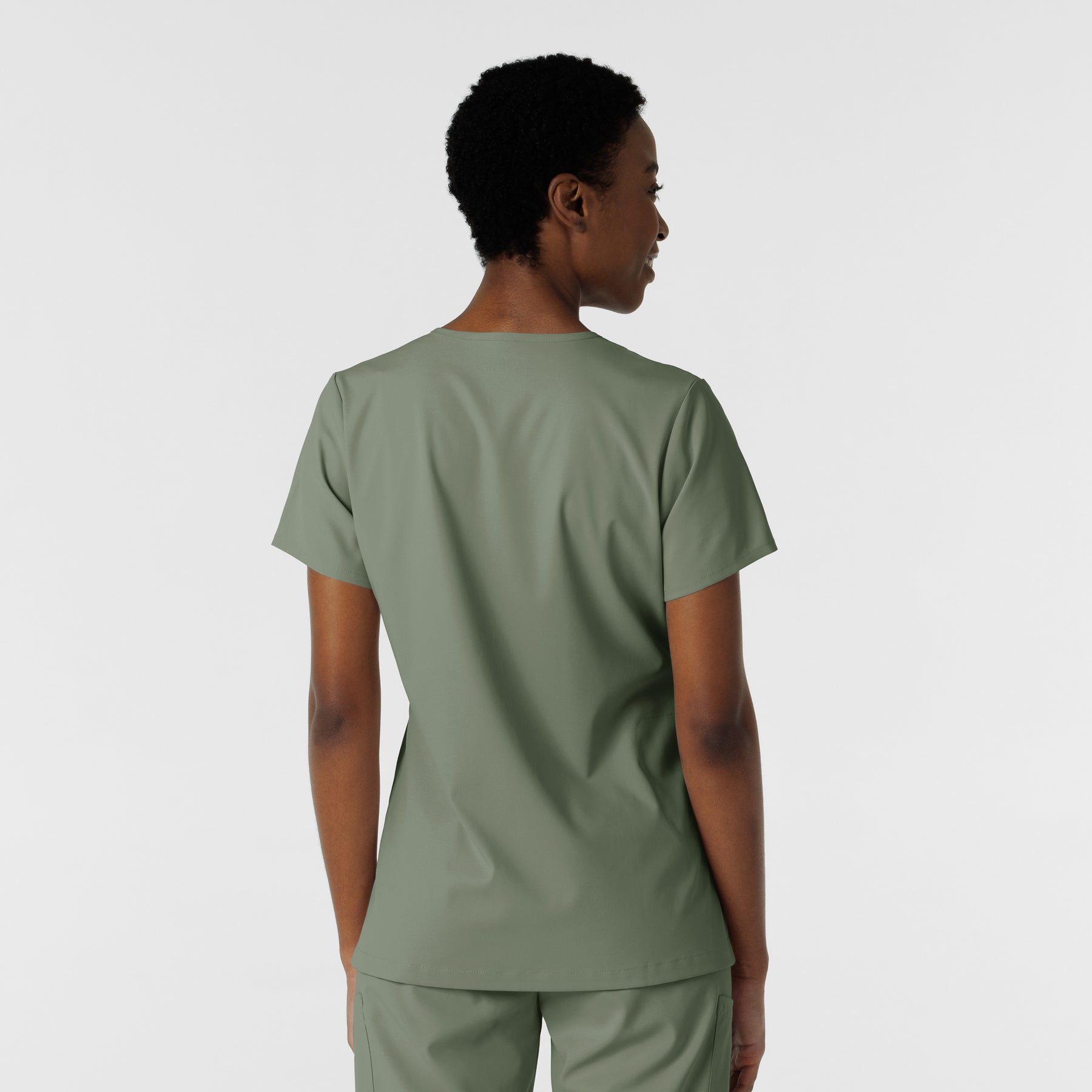 Boundless Women's Tuck-In Scrub Top Sage back view