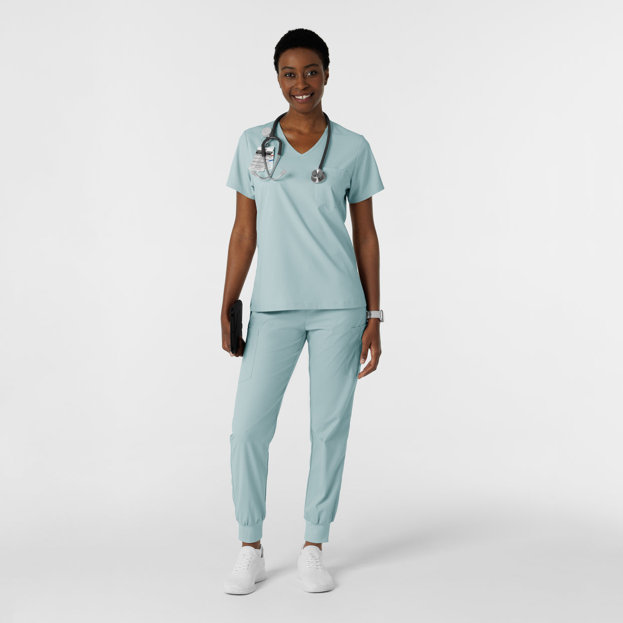 Boundless Women's Tuck-In Scrub Top Sky Blue full scrub set