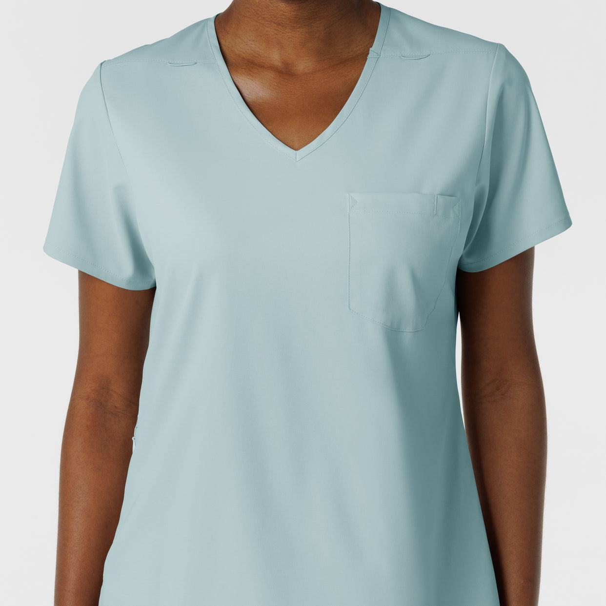 Boundless Women's Tuck-In Scrub Top Sky Blue front detail