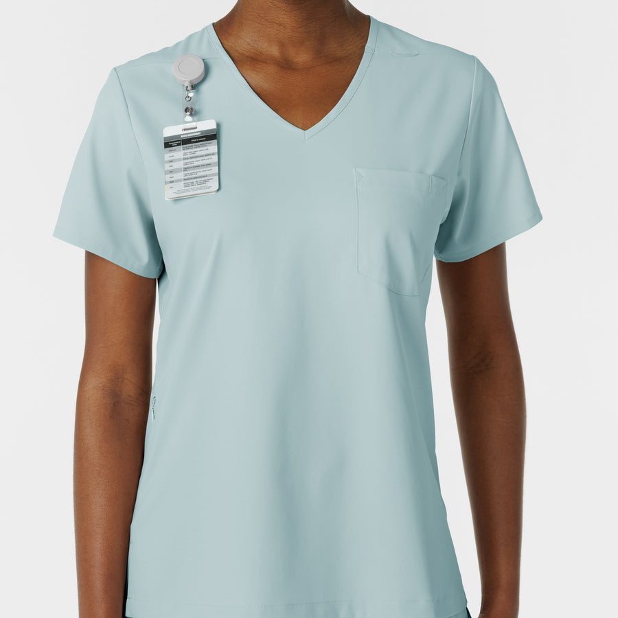 Boundless Women's Tuck-In Scrub Top Sky Blue side detail 1