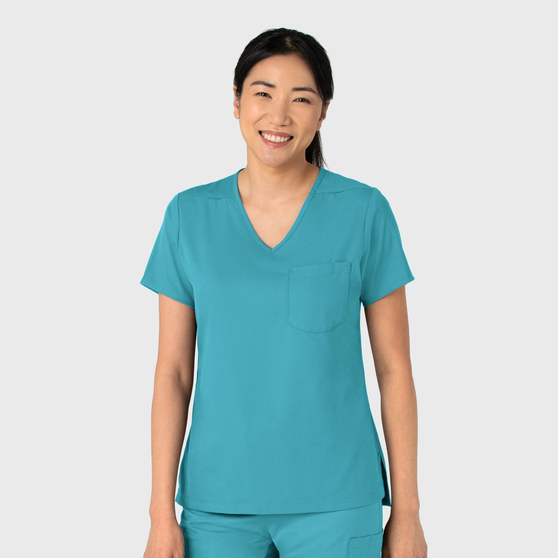 Boundless Women's Tuck-In Scrub Top Teal side view