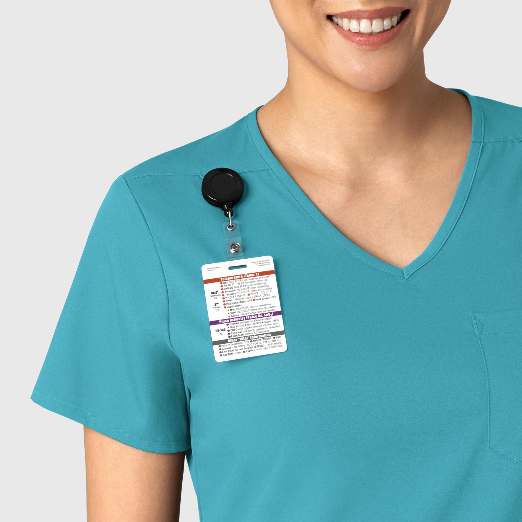Boundless Women's Tuck-In Scrub Top Teal front detail