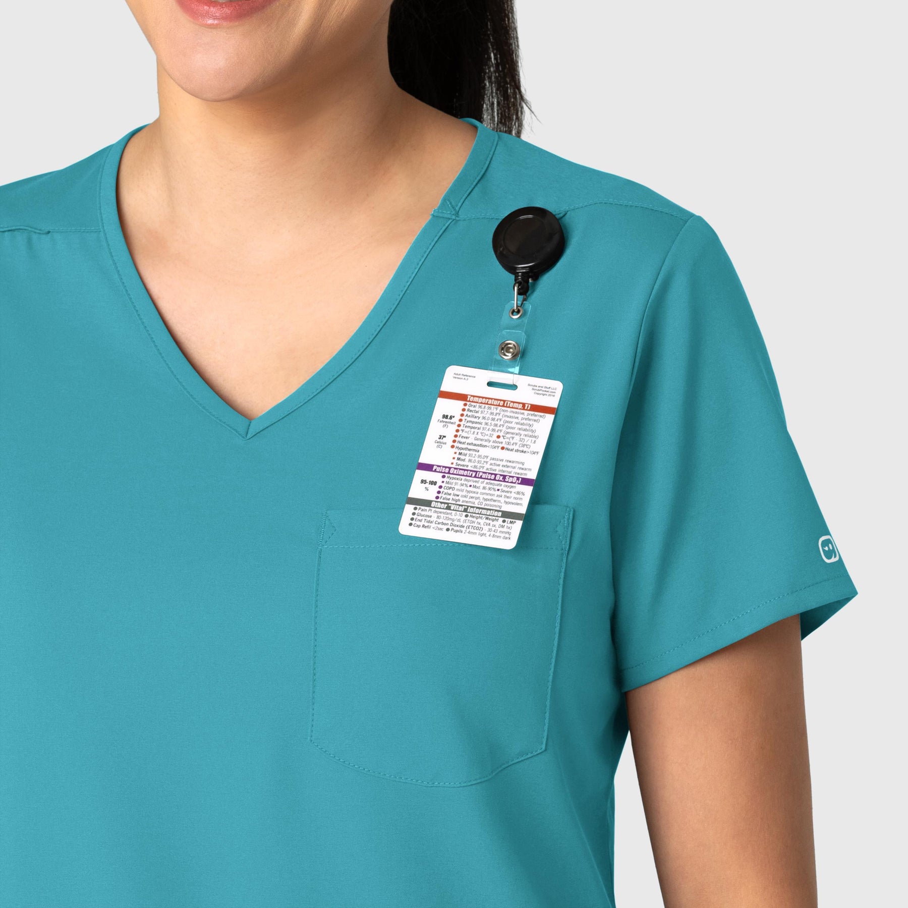 Boundless Women's Tuck-In Scrub Top Teal side detail 1