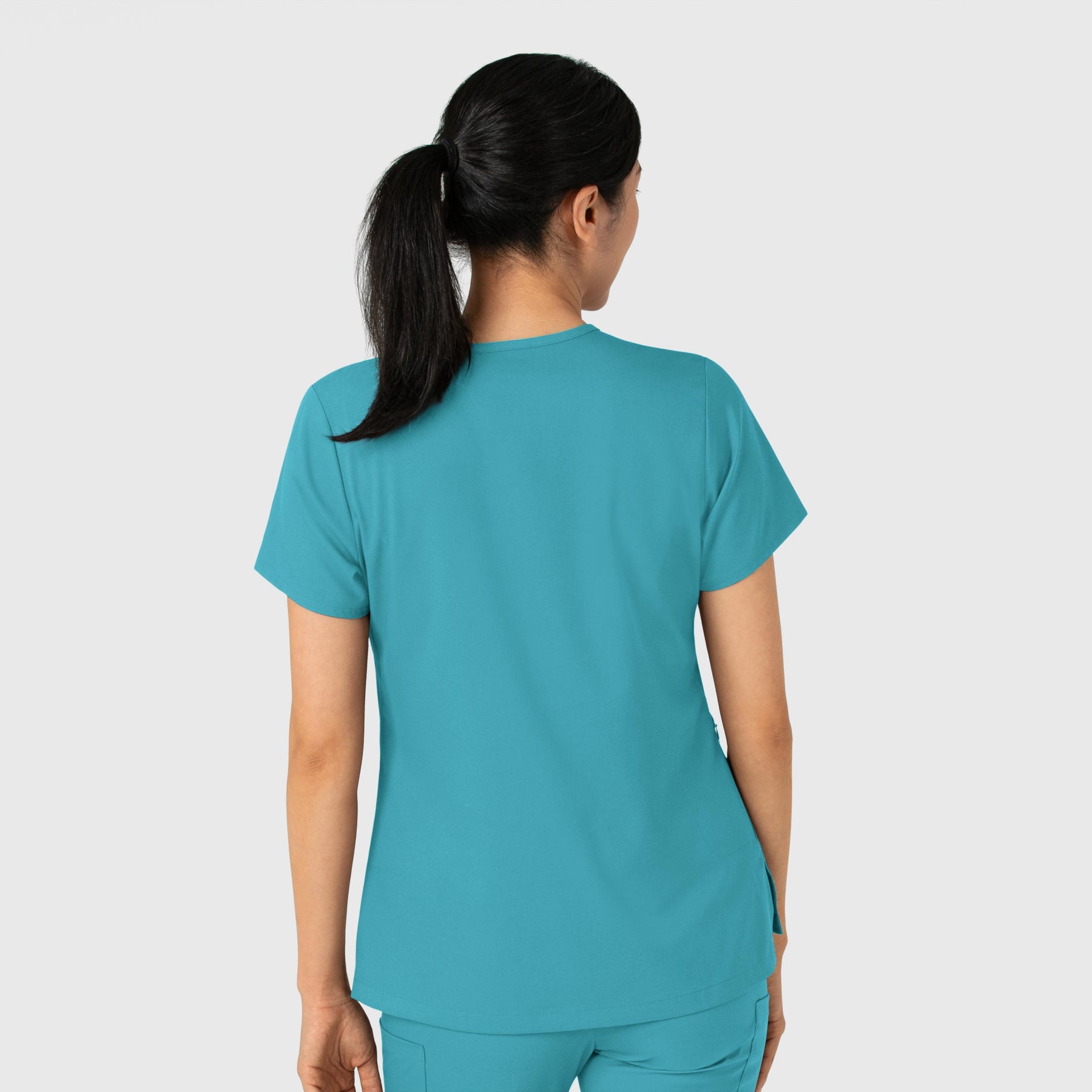 Boundless Women's Tuck-In Scrub Top Teal back view