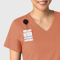 Boundless Women's Tuck-In Scrub Top Terracotta front detail