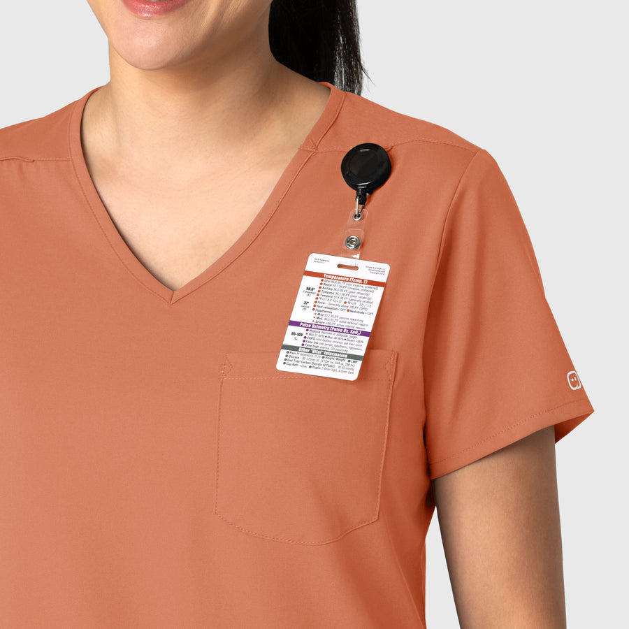 Boundless Women's Tuck-In Scrub Top Terracotta side detail 1