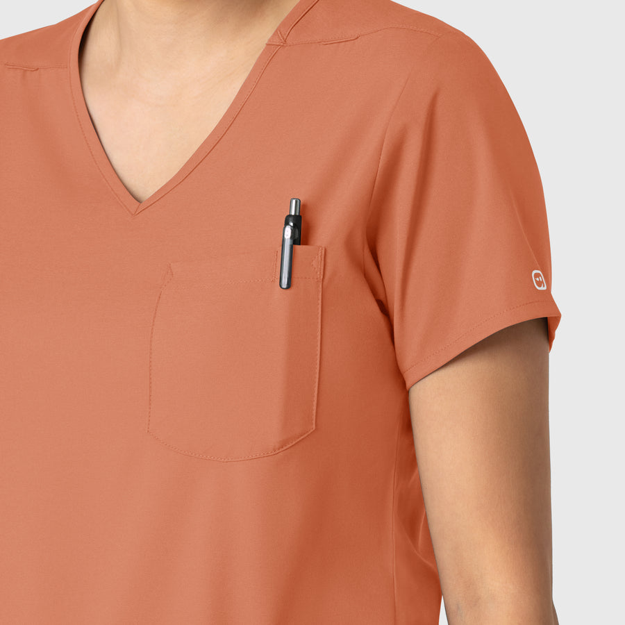 Boundless Women's Tuck-In Scrub Top Terracotta side detail 2