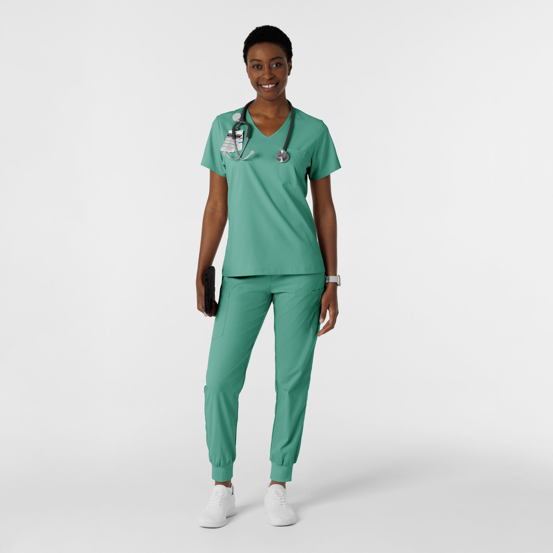 Boundless Women's Tuck-In Scrub Top Turquoise full scrub set