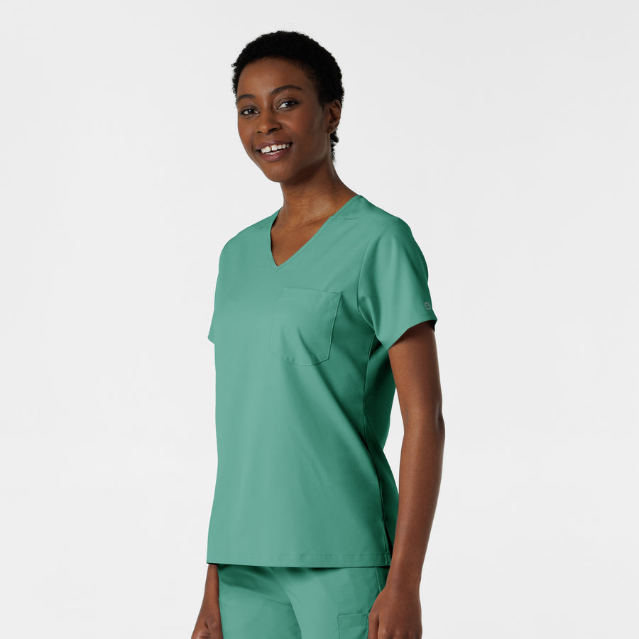 Boundless Women's Tuck-In Scrub Top Turquoise side view