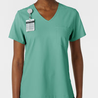 Boundless Women's Tuck-In Scrub Top Turquoise side detail 1