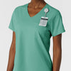 Boundless Women's Tuck-In Scrub Top Turquoise side detail 2