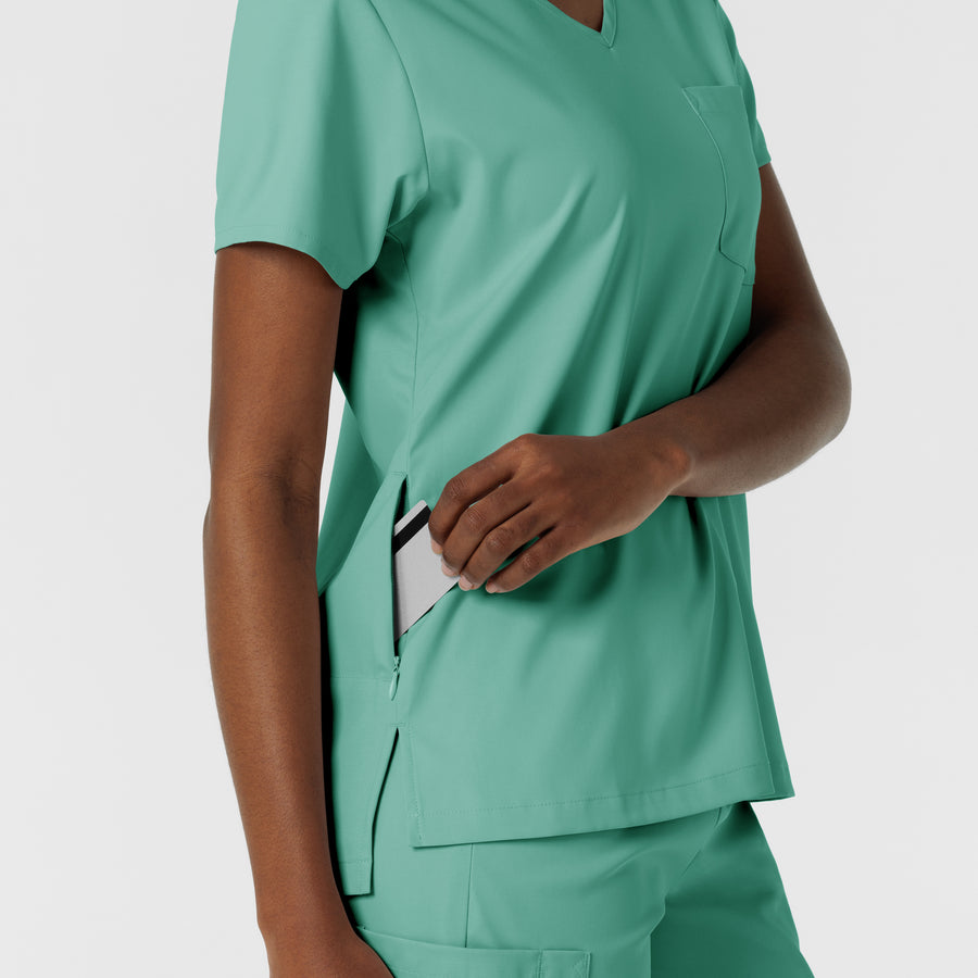 Boundless Women's Tuck-In Scrub Top Turquoise back detail