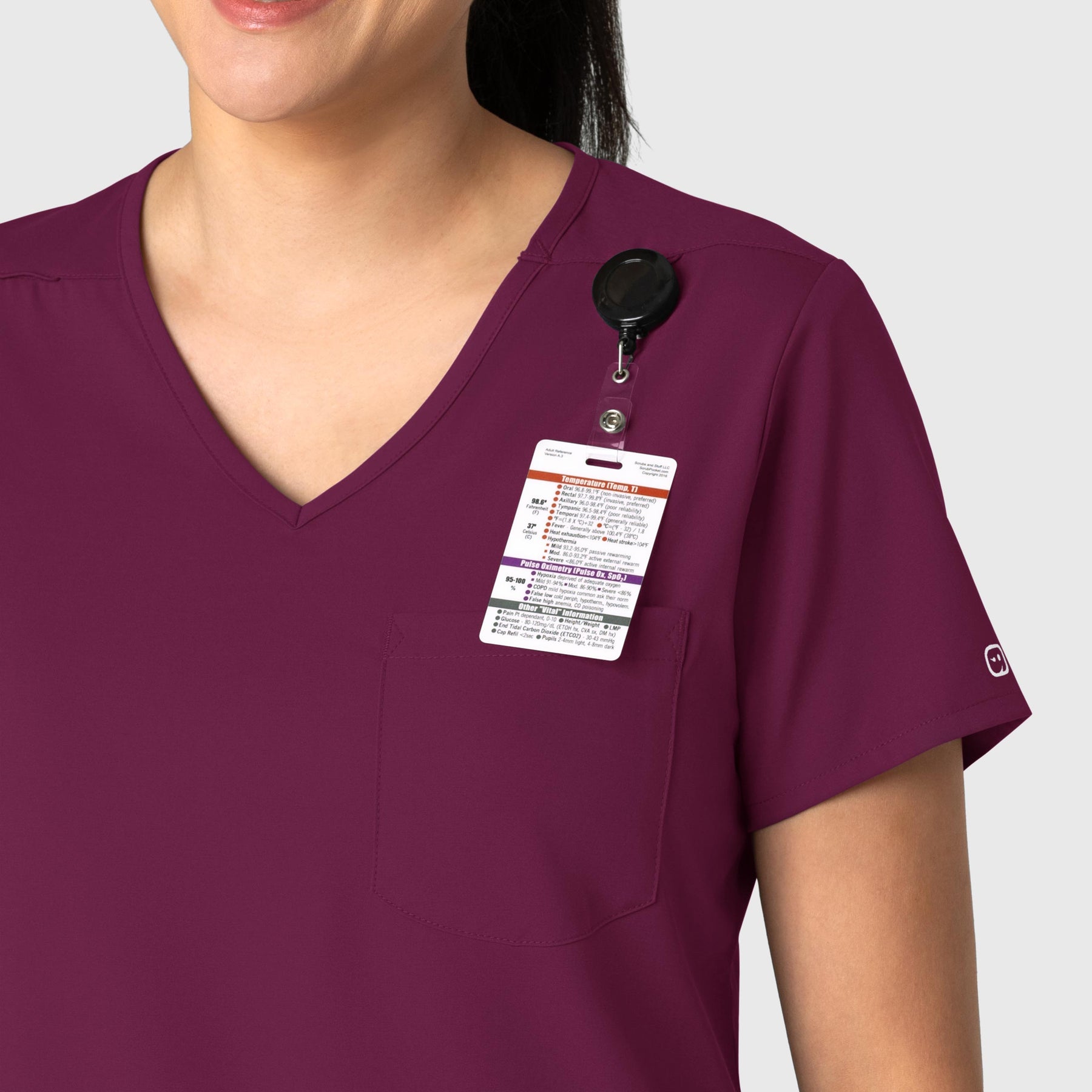 Boundless Women's Tuck-In Scrub Top Wine side detail 1