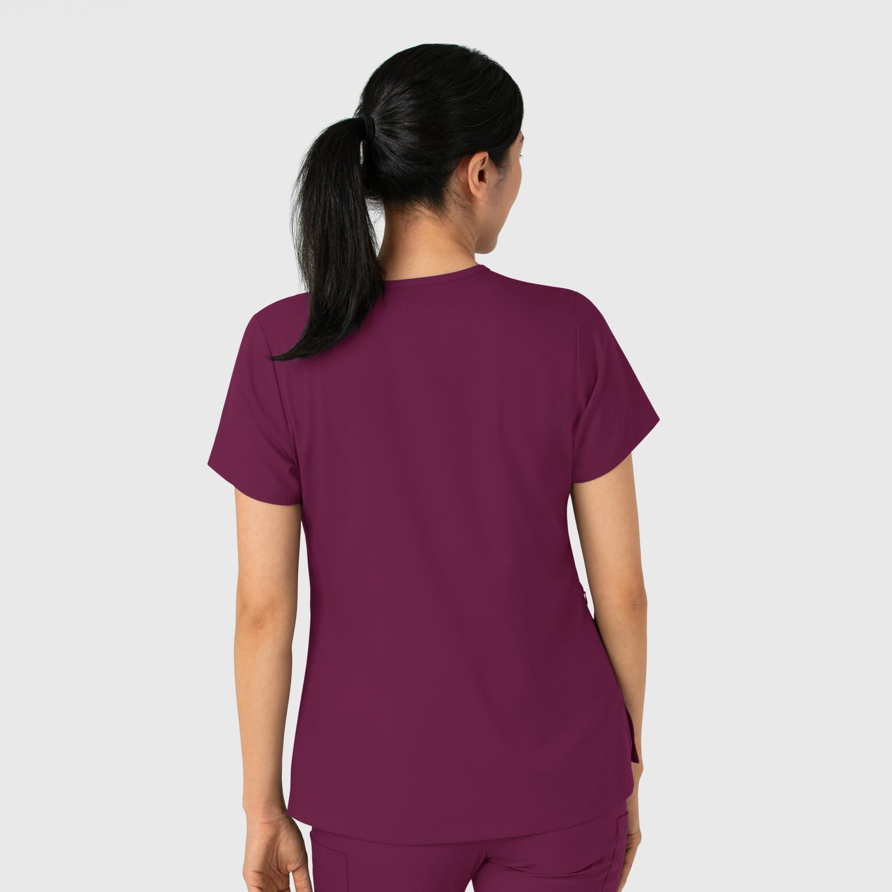 Boundless Women's Tuck-In Scrub Top Wine back view