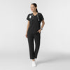 RENEW Women's V-Neck Tunic Scrub Top Black full scrub set