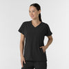 RENEW Women's V-Neck Tunic Scrub Top Black side view