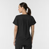 RENEW Women's V-Neck Tunic Scrub Top Black back view