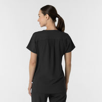 RENEW Women's V-Neck Tunic Scrub Top Black back view