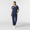RENEW Women's V-Neck Tunic Scrub Top Navy full scrub set