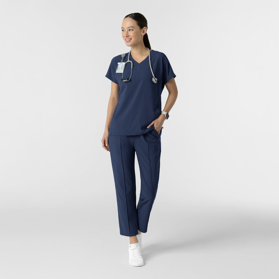 RENEW Women's V-Neck Tunic Scrub Top Navy full scrub set