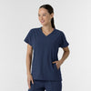 RENEW Women's V-Neck Tunic Scrub Top Navy side view