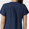 RENEW Women's V-Neck Tunic Scrub Top Navy back detail