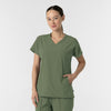RENEW Women's V-Neck Tunic Scrub Top Olive