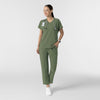 RENEW Women's V-Neck Tunic Scrub Top Olive full scrub set